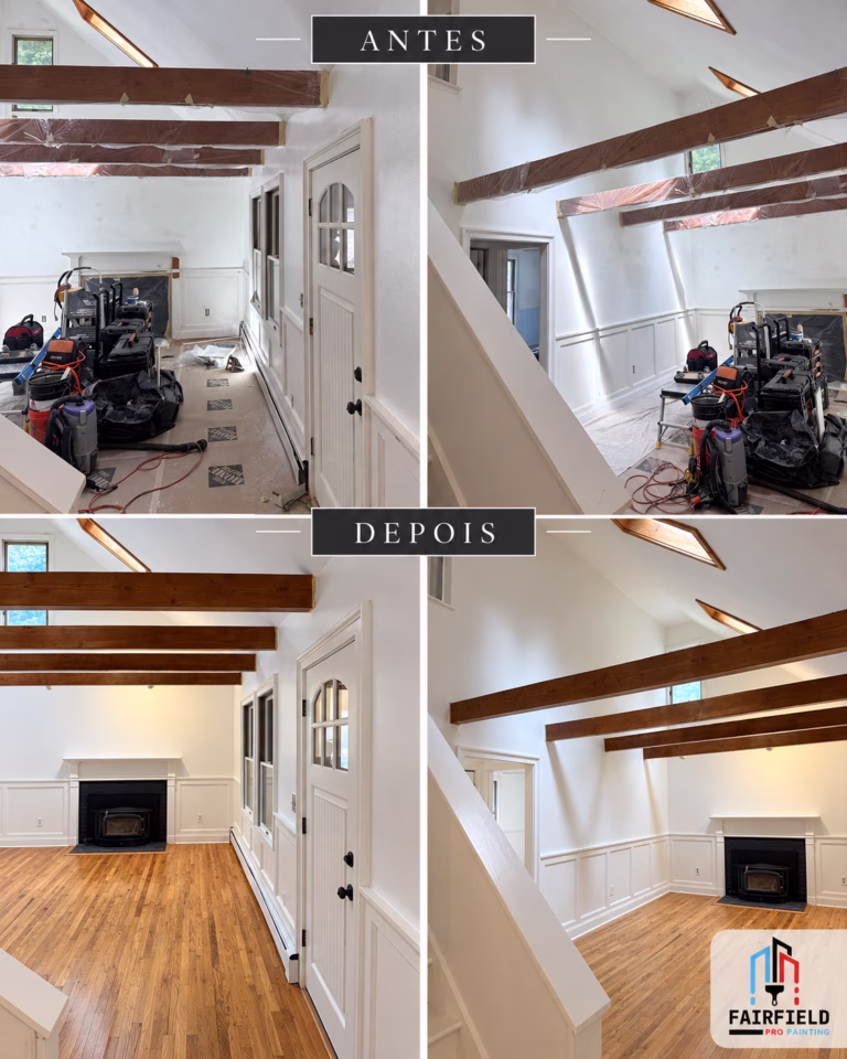 Before and after complete interior painting project in Newtown CT