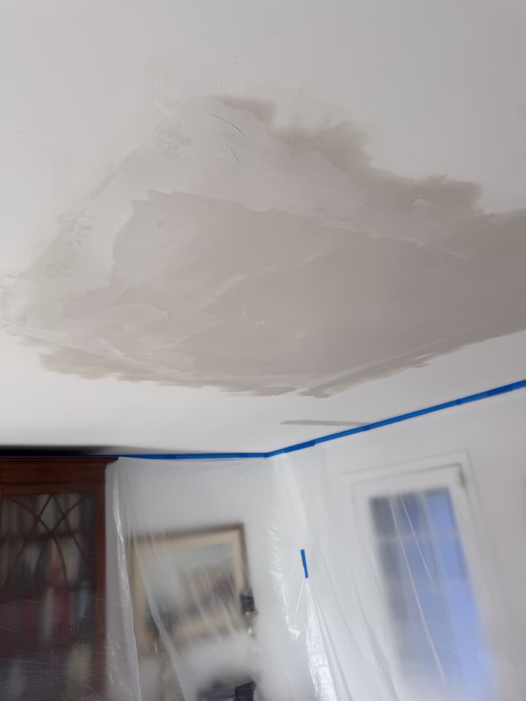 Drywall ceiling patch repair after plumbing work in Ridgefield CT
