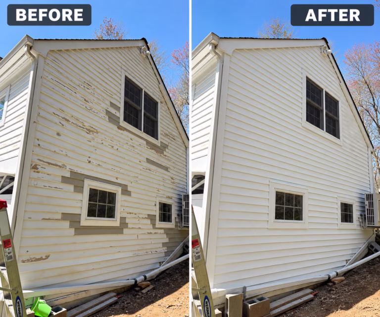 Before and after exterior painting project in Wilton CT