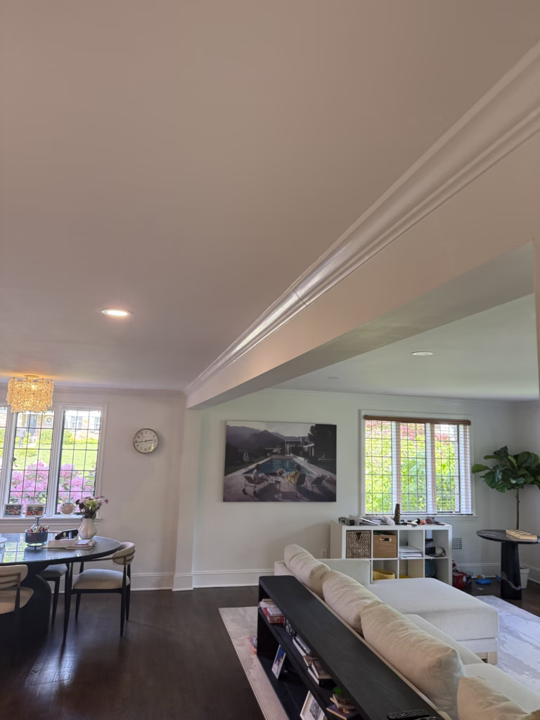 Interior painting of staircase walls ceiling and trim in Redding CT