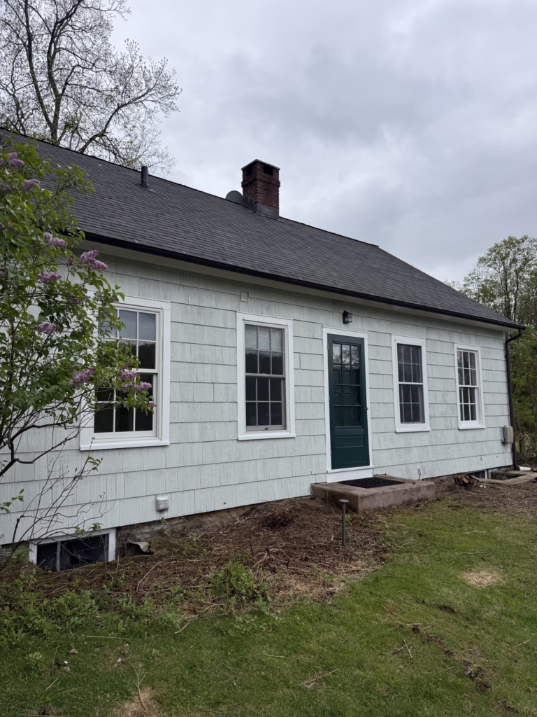Finished exterior painting project in Katonah, NY with Benjamin Moore solid stain
