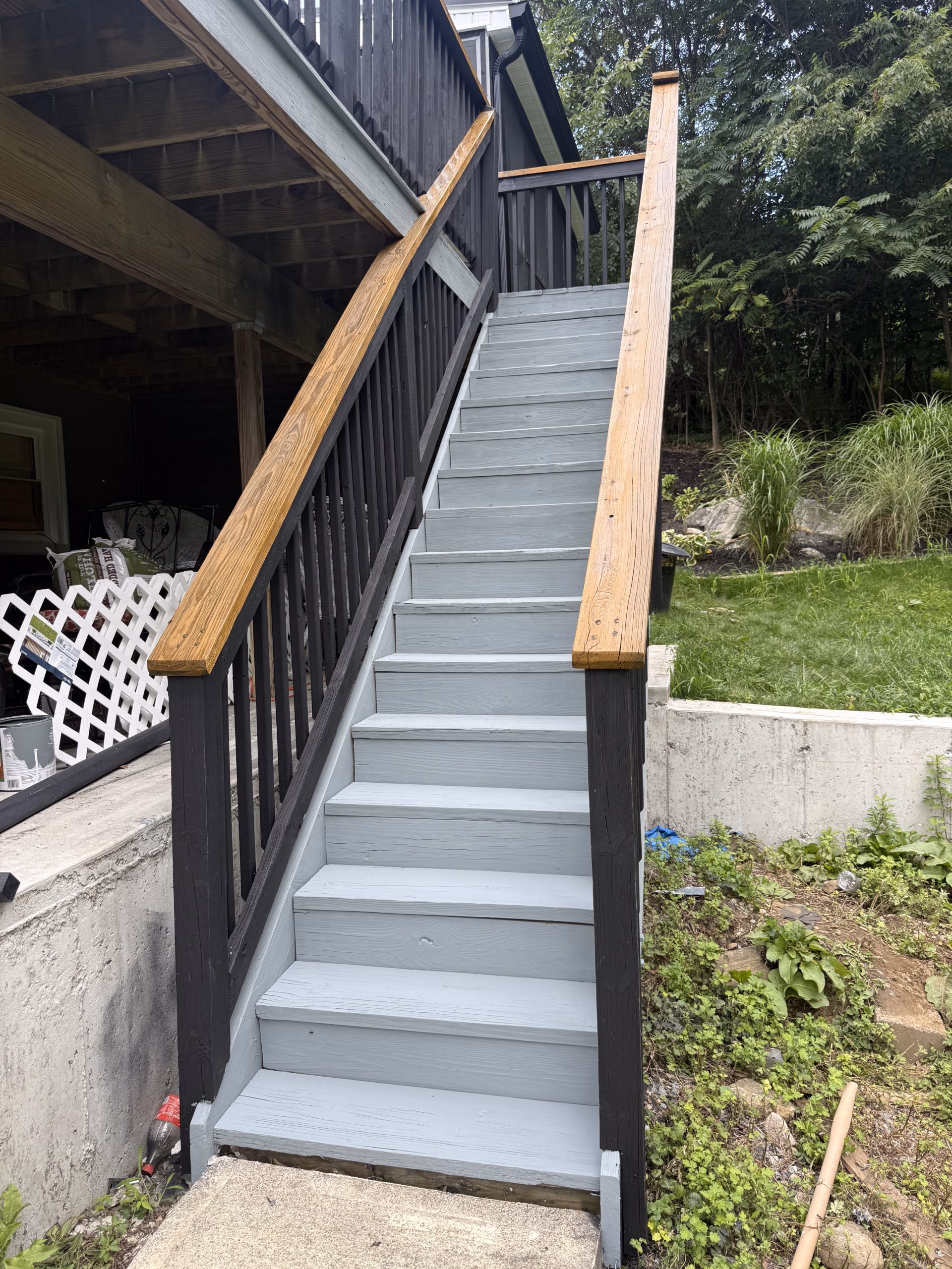 Finished gray and black deck restoration in Bethel CT