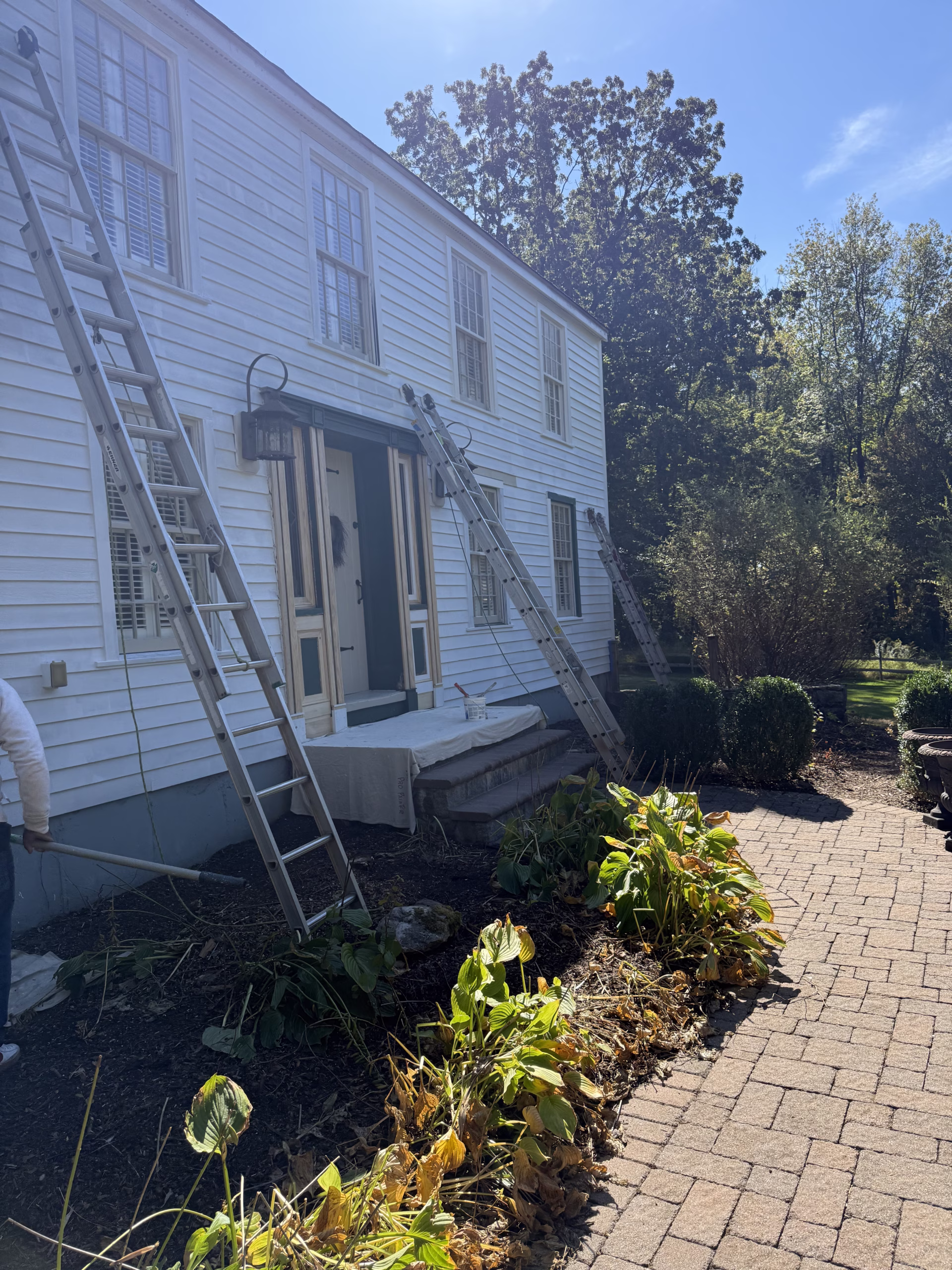 Exterior painting preparation and front entry in Roxbury CT