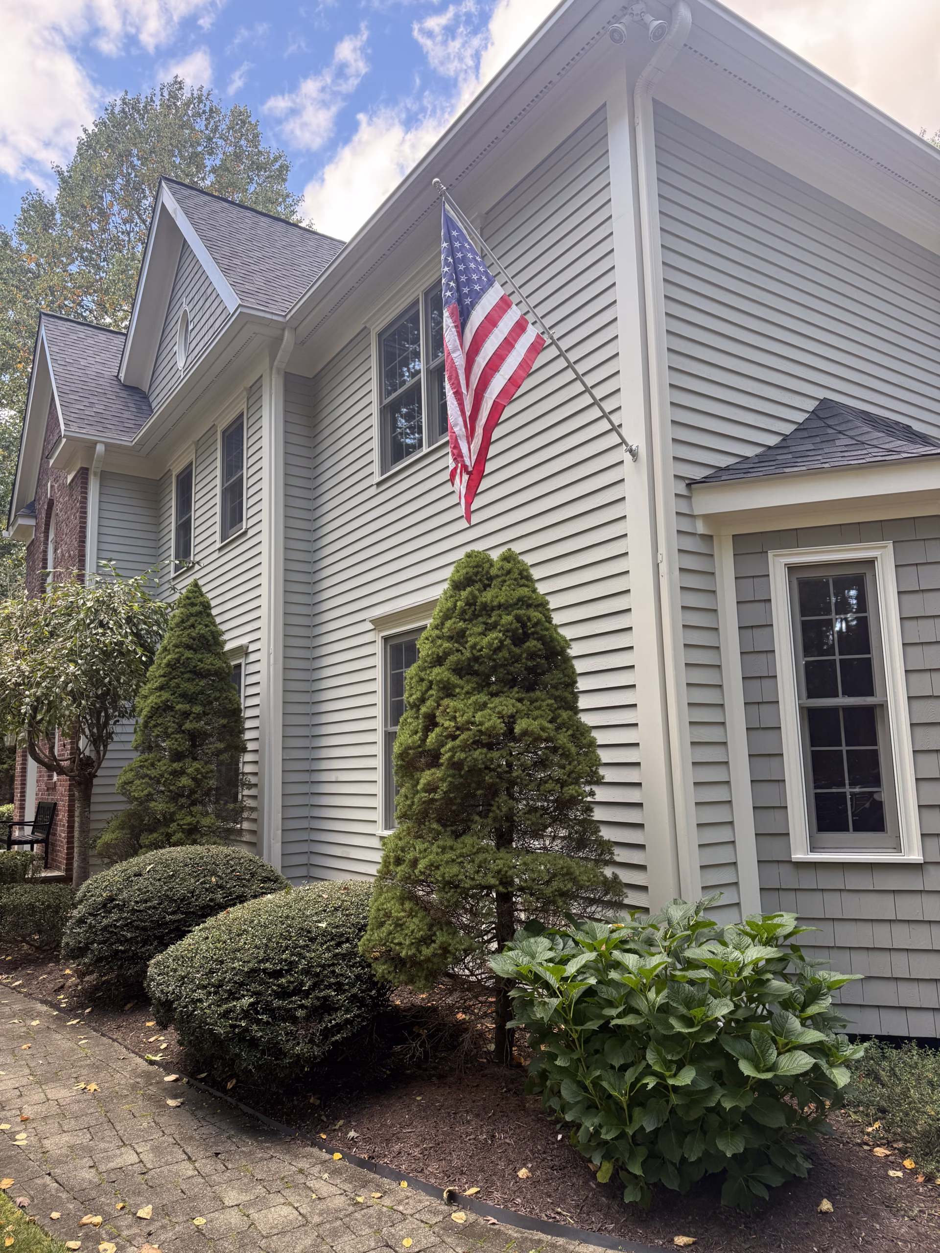 Exterior trim painting in Newtown CT after carpentry repairs