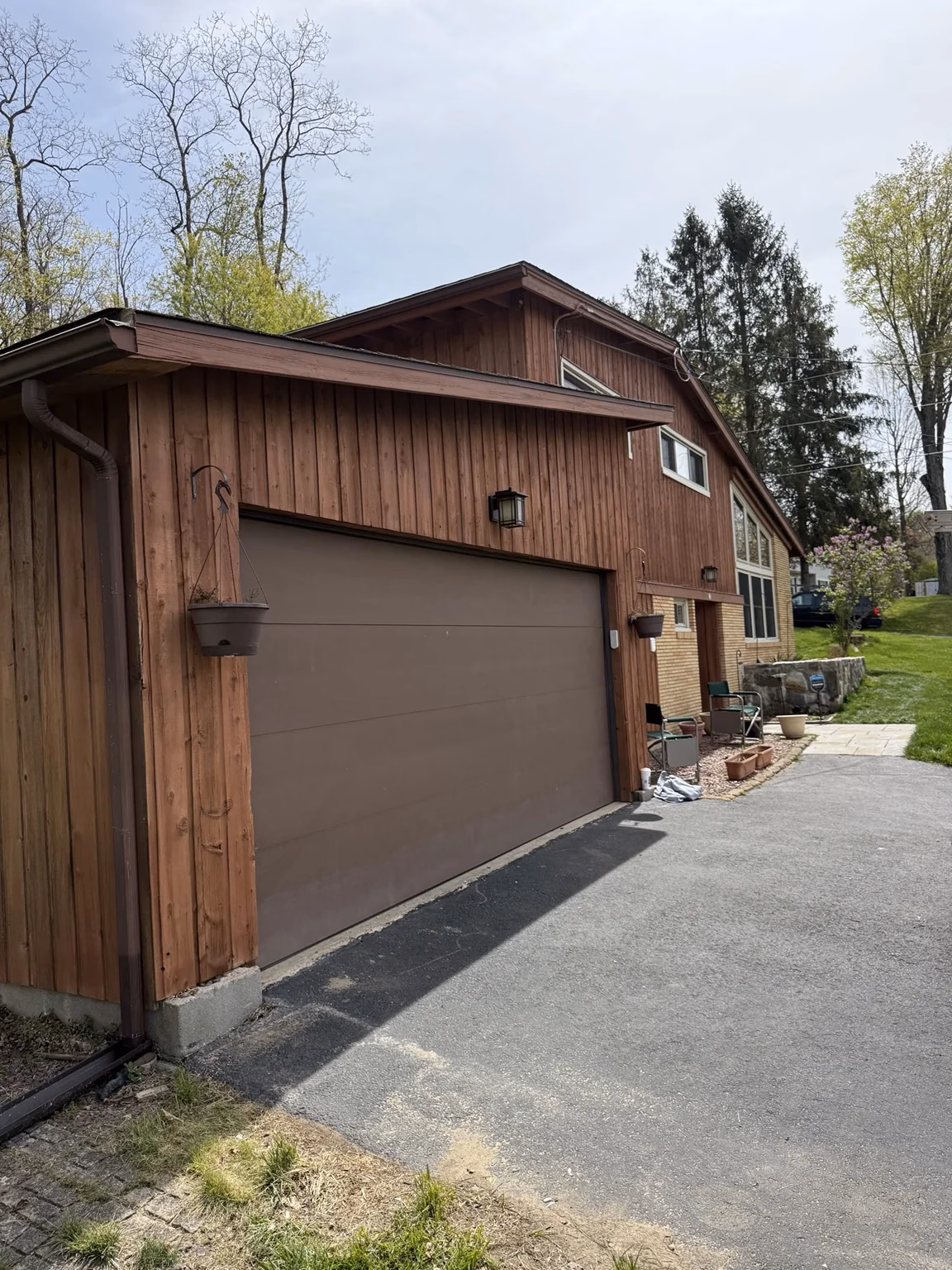 Garage exterior wood stain New Milford CT