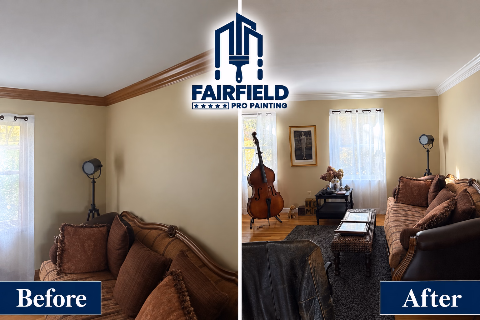 Interior Painting in Sandy Hook, CT | Stained Trim & Doors to White