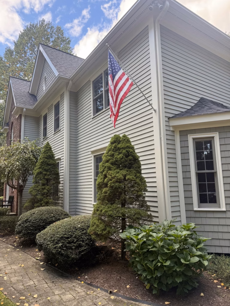 Finished exterior trim painting in Newtown CT after carpentry repairs